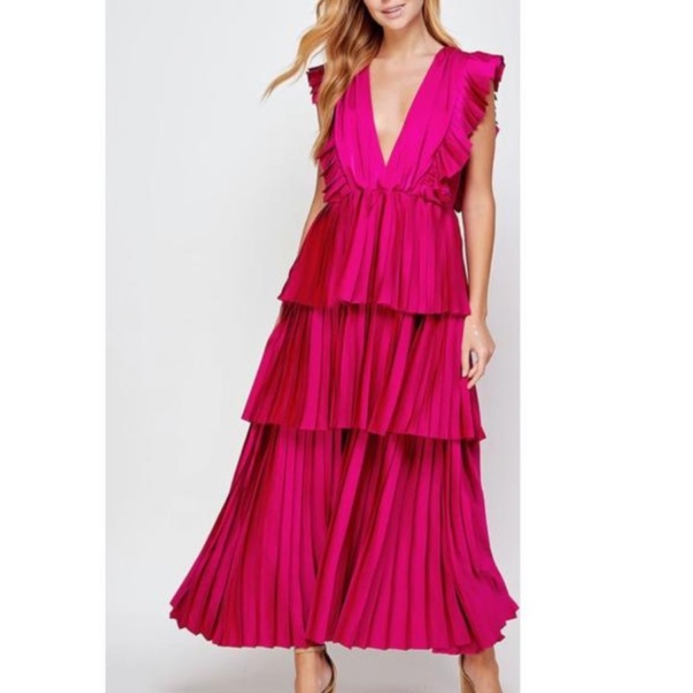 Chic Fuchsia Layered Maxi Dress